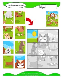 Puzzle Kes Yapıştır Çalışma Sayfaları